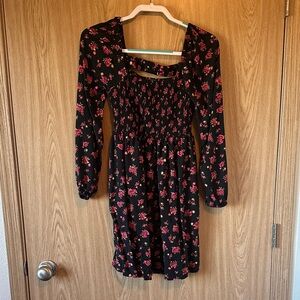 Floral Long Sleeve Dress with Cutout Detail